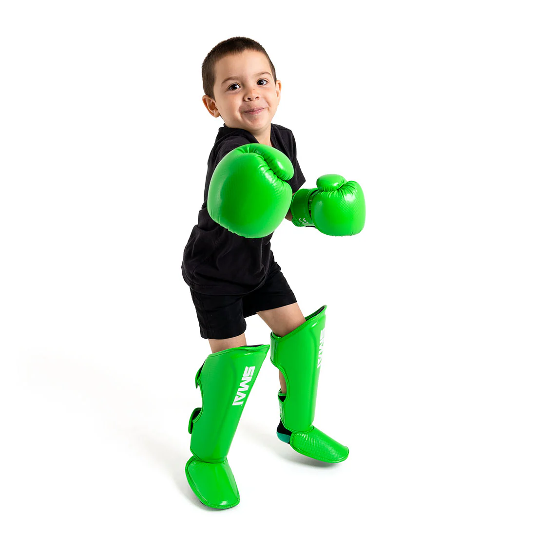 Essentials Muay Thai Shin Guards Kids - Green - Image 3